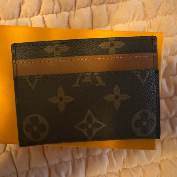 Brown and Tan Monogram Card Holder Wallet - Picture 2 of 3